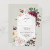 Monogram Floral Wedding RSVP Karte (Vorne/Hinten)