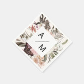 Monogram Floral Wedding  Serviette (Ecke)
