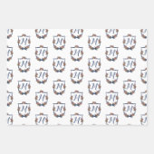 Monogram Floral Wedding Wappen Personalisiert Geschenkpapier Set (Vorderseite 2)