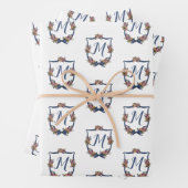 Monogram Floral Wedding Wappen Personalisiert Geschenkpapier Set (Beispiel)