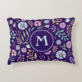 Monogram Floral Whimsical Boho Accent Pillow Zierkissen
