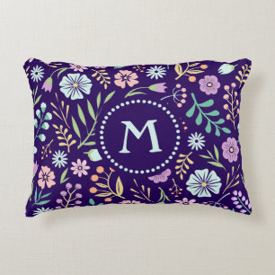 Monogram Floral Whimsical Boho Accent Pillow Zierkissen