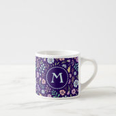 Monogram Floral Whimsical Boho Espresso Tasse (Rechts)