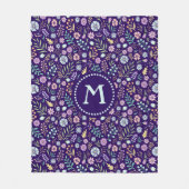 Monogram Floral Whimsical Boho Fleece Blanket (Vorderseite)