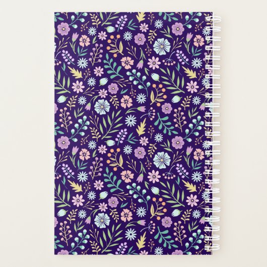 Monogram Floral Whimsical Boho Musterplaner Planer (Rückseite)