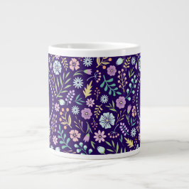 Monogram Floral Whimsical Boho Pattern Jumbo Tasse