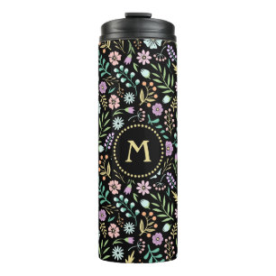 Monogram Floral Whimsical Boho Thermal Tumbler Thermosbecher