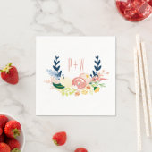 Monogram Floral Wreath | Cocktail Napkin Serviette (Beispiel)