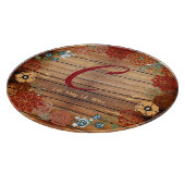 Monogram Floral Wreath on Barn Wood Schneidebrett (Ecke)