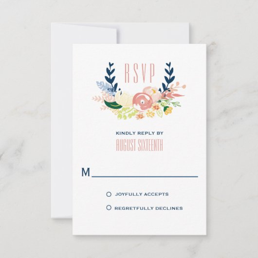 Monogram Floral Wreath | RSVP Karte (Vorderseite)
