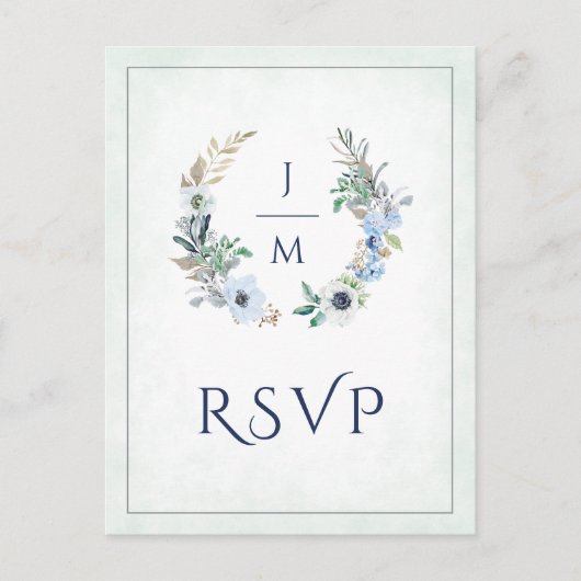 Monogram Floral Wreath Wedding Meal Choice UAWG Postkarte (Vorderseite)