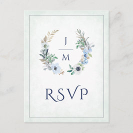 Monogram Floral Wreath Wedding Meal Choice UAWG Postkarte