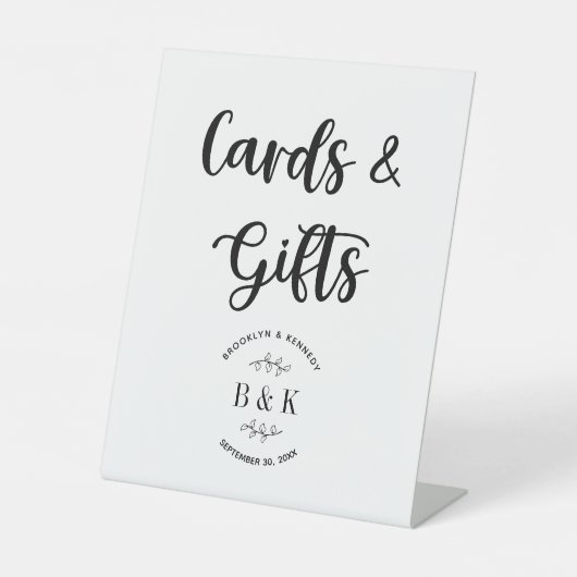 Monogram florale Botanische Hochzeitskarten & Gesc Sockelschild (Vorderseite)