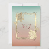 Monogram Florals Imitate Gold Frame QR Code Ombre Einladung (Rückseite)