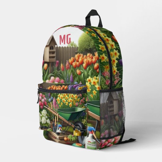 Monogram Flower Garden / Master Gardener Bedruckter Rucksack (Rückseitige Ecke Rechts)