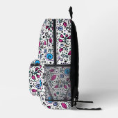 Monogram Flower Pattern blue Swirl Berry White -  Bedruckter Rucksack (Rechts)
