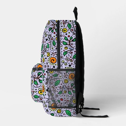 Monogram Flower Pattern orange Swirl Berry Lilac Bedruckter Rucksack (Rechts)