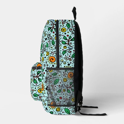 Monogram Flower Pattern orangeSwirlBerry Turquoise Bedruckter Rucksack (Rechts)