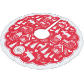 Monogram Folk Art Holiday Weihnachtsbaumrock Polyester Weihnachtsbaumdecke (Schrägansicht)