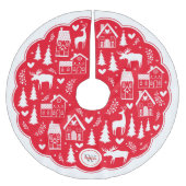 Monogram Folk Art Holiday Weihnachtsbaumrock Polyester Weihnachtsbaumdecke (Vorderseite)