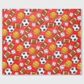 Monogram Football Baseball Basketball Geschenkpapier (Flach)