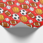 Monogram Football Baseball Basketball Geschenkpapier (Ecke)