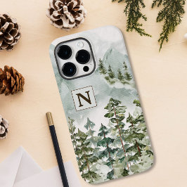 Monogram Forest and Mountain Nature Watercolor Case-Mate iPhone 14 Pro Max Hülle