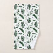Monogram Forest Green Blätter Hochzeit Badhandtuch Set (Handtuch)