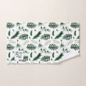 Monogram Forest Green Blätter Hochzeit Badhandtuch Set (Handtuch)