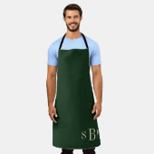 Monogram Forest Green Boho Moody Kitchen Gift Schürze (Getragen)