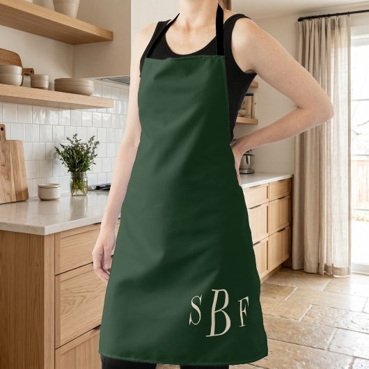 Monogram Forest Green Boho Moody Kitchen Gift Schürze