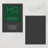 Monogram Forest Green Gray Chubby Business Card Visitenkarte (Vorne/Hinten)