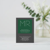 Monogram Forest Green Gray Chubby Business Card Visitenkarte (Stehend Vorderseite)