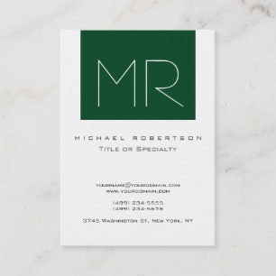 Monogram Forest Green Strip White Business Card Visitenkarte