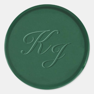 Monogram Forest Green Wax Siegel Sticker