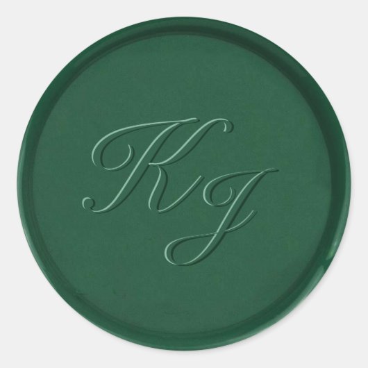 Monogram Forest Green Wax Siegel Sticker (Vorderseite)
