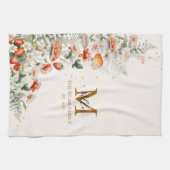 Monogram Forest Mushrooms Blume Floral botanisch Geschirrtuch (Horizontal)