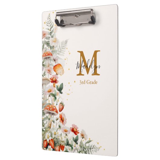 Monogram Forest Mushrooms Blume Floral botanisch Klemmbrett (Links)