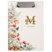 Monogram Forest Mushrooms Blume Floral botanisch Klemmbrett (Vorderseite)