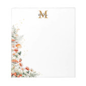 Monogram Forest Mushrooms Blume Floral botanisch Notizblock (Vorderseite)