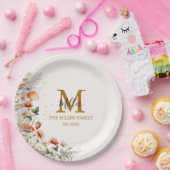 Monogram Forest Mushrooms Blume Floral botanisch Pappteller (Party)