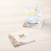 Monogram Forest Mushrooms Blume Floral botanisch Rechteckiger Pappuntersetzer (Vor Ort)