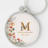 Monogram Forest Mushrooms Blume Floral botanisch Schlüsselanhänger (Vorne)