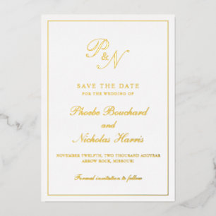 Monogram Formal Elegant Wedding Save the Date Folieneinladung