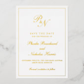Monogram Formal Elegant Wedding Save the Date Folieneinladung (Vorderseite)