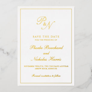 Monogram Formal Elegant Wedding Save the Date Folieneinladung