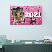 Monogram & Foto Abschluss Pink Ombre Glitzer Banner (Messeveranstaltung)