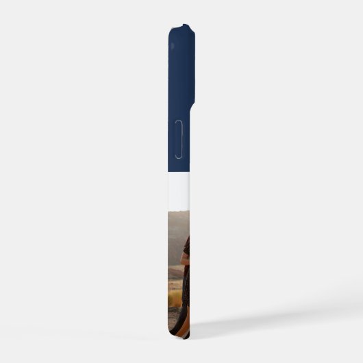 Monogram Foto Bold Navy Blue iPhone 15 Hülle (Rechte Seite)