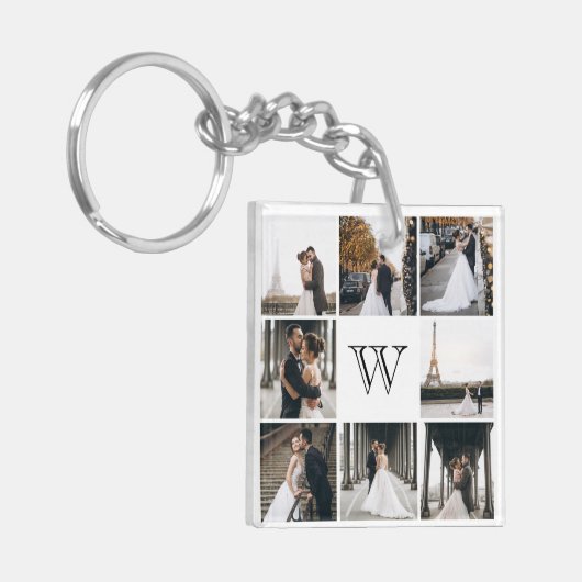 Monogram Foto Collage Geschenk Schlüsselanhänger (Vorderseite links)