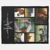 Monogram Foto Collage Schwarz-weiß Name Fleecedecke (Vorderseite (Horizontal))